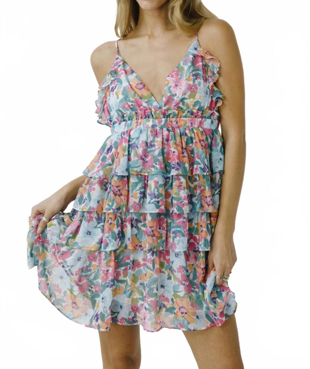 NEW STORIA coral me later mini dress in multi floral
